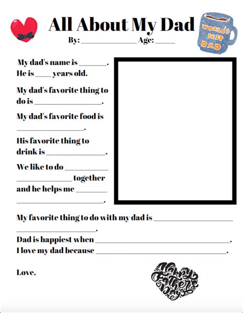 Free Printable All About My Dad