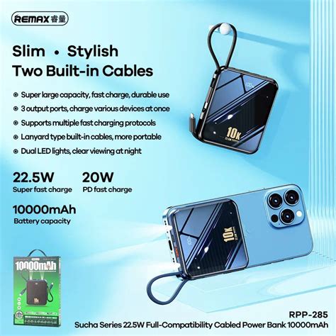 Remax Rpp Sucha Series W Full Compatibility Cabled Power Bank