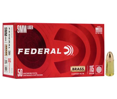 Federal Champion Training Ammo 9mm Luger 115gr Full Metal Jacket 50 Box