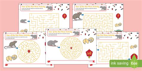 Year of the Rat Maze Activity Worksheets | Twinkl Mazes