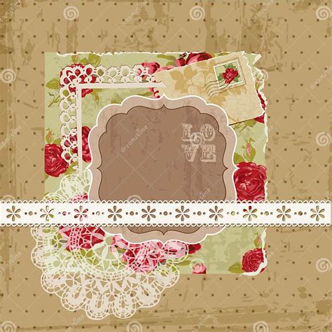 Scrapbook Design Elements Vintage Flowers Stock Vector Illustration