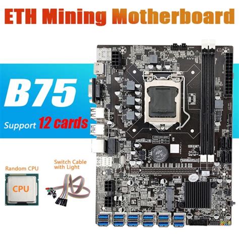 ETH B75 Mining Motherboard 12 PCIE To USB With CPU Dual Switch Cable