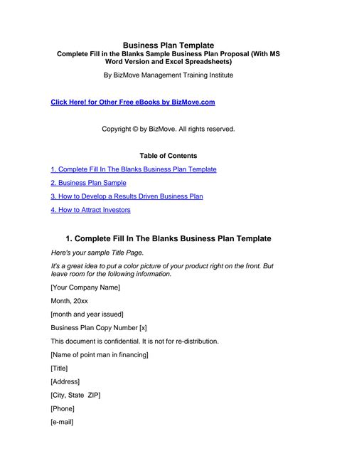Business Plan Template Complete Fill In The Blanks Sample Business Plan Proposal With Ms Word Version Excel Spreadsheets And 7 Free Gifts Starting A Business Book 2 6