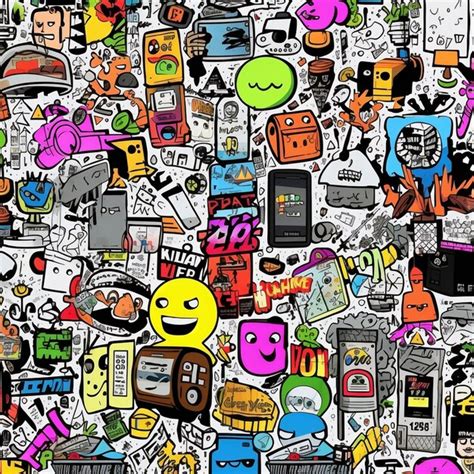 Premium AI Image | a colorful background with a lot of stickers and a cell phone.