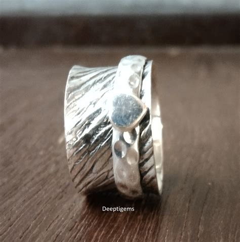 Solid Sterling Silver Spinner Ring Anxiety Ring Meditation Etsy