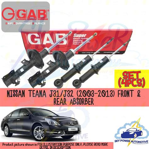 NISSAN TEANA J32 2008 2013 GAB SUPER GAS SHOCK ABSORBER SET 4PCS