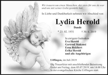 Traueranzeigen Von Lydia Herold Trauerportal Ihrer Tageszeitung