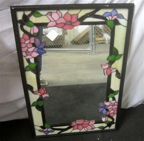 022 Heavy Stained Glass Mirror Floral Design Stainedglassmirror Stained Glass Mirror Stained