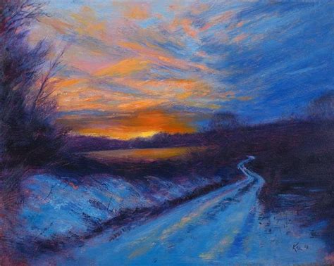 "Winter Sunset" 8x10 in. Oil on Masonite - Landscape Paintings by Joe ...