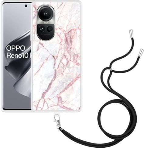 Cazy Hoesje Met Koord Geschikt Voor Oppo Reno10 Pro 5G White Pink