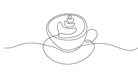 Premium Vector Coffee Cup In Continuous Line Artvector Line Drawing