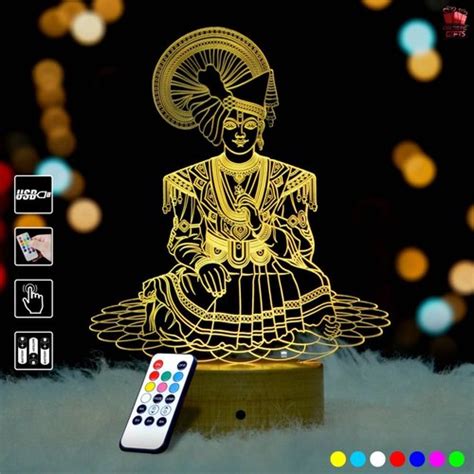 Modern Contemporary Wood Artistic Ts Swaminarayan 3d Illusion Led Lamp For Decoration At Rs