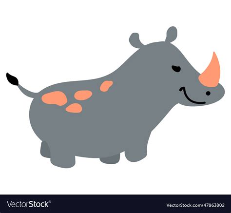 Cute Hand Drawn Rhinoceros Royalty Free Vector Image