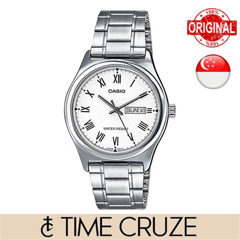 Time Cruze Casio MTP V006 Analog White Dial Stainless Steel Men Watch