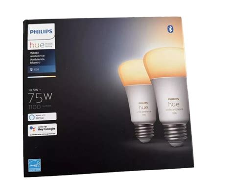 Philips Hue A19 Bluetooth 75w Smart Led Bulbs 2 Pack White