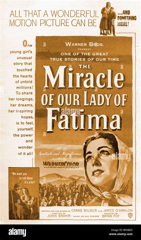 FILM POSTER THE MIRACLE OF OUR LADY OF FATIMA (1952 Stock Photo ...