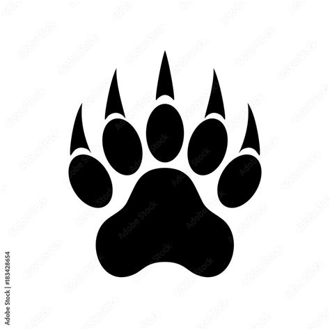 Animal paw print with claws. Tiger paw. Footprint. Vector illustration ...