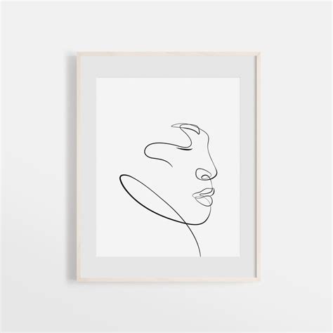 Single Line Face Sketch One Line Drawing Facial Illustration - Etsy | Line drawing, Face sketch ...