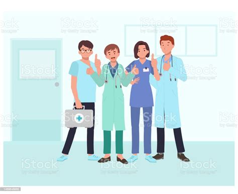 Doctors Characters Set Group Of Hospital Medical Staff Standing