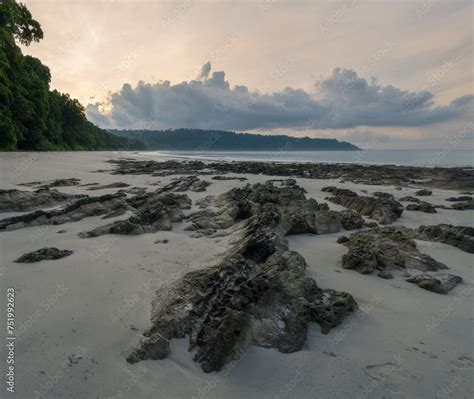 Early Morning Sunrise Light At The Famous Radhanagar Beach In Havelock