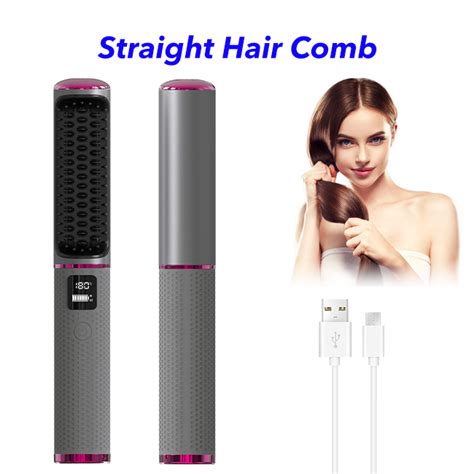 Wireless Professional Electric Brush Flat Iron Hot Hair Straightener Comb Manufacturers Or