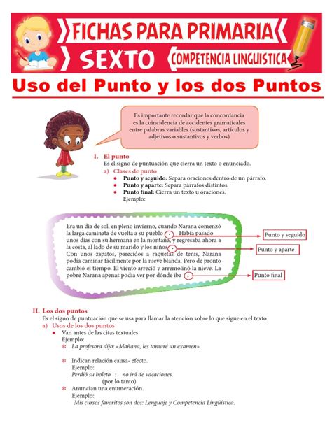 Uso Del Punto y Los Dos Puntos PDF | PDF | Puntuación | Lingüística 