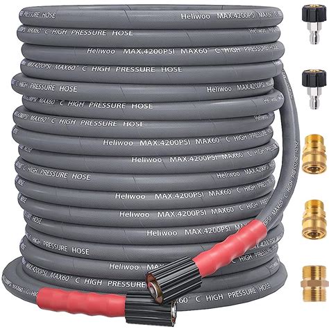 Heliwoo Pressure Washer Hose Ft Commercial Grade Steel Wire Braided