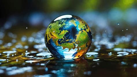 Premium AI Image | Earth inside a water droplet