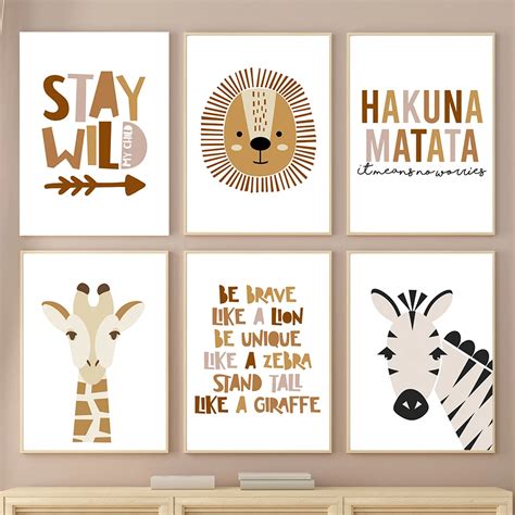 Affiches Murales Et Imprimés D art Nordique Lion Girafe Zèbre Hakuna