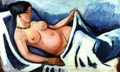 August Macke Reclining Female Nude Painting Reproductions Save