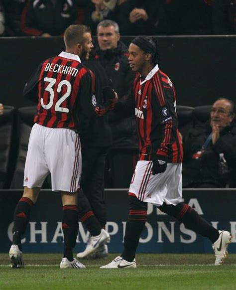 Ronaldinho Of Ac Milan Celebrates The Opening Goal During The Uefa