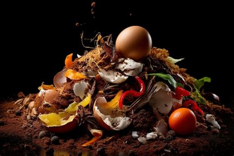 Premium Photo | A pile of food with a black background and a pile of