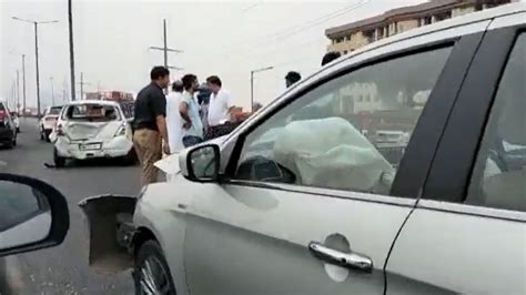 Noida Accident On Elevated Road One Car Hits Other Badly Police Probing