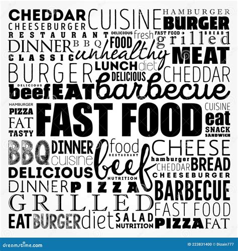 Fast Food Word Cloud Collage Concept Background Stock Illustration