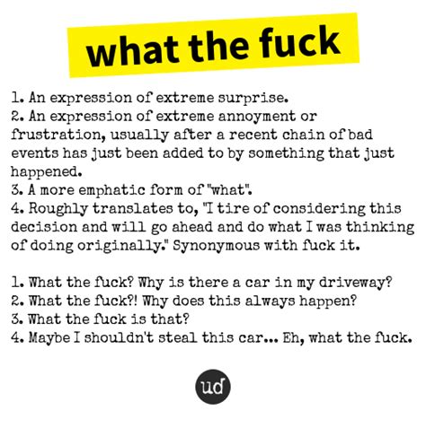 Urban Dictionary On Twitter WallyLover1908 What The Fuck 1 An Expression Of Extreme