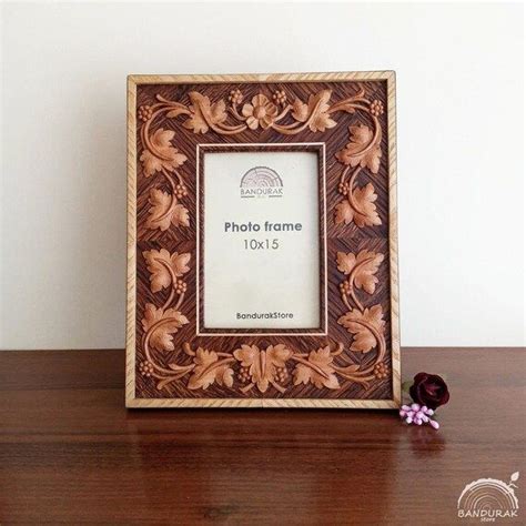 Carved Wooden Photo Frame Size 10x15 Centimeters Wooden Etsy Photo