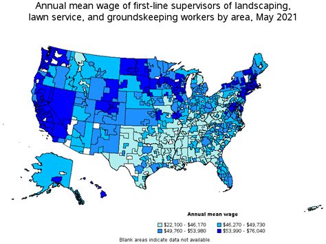 Map Of Annual Mean Wages Of First Line Supervisors Of Landscaping Lawn