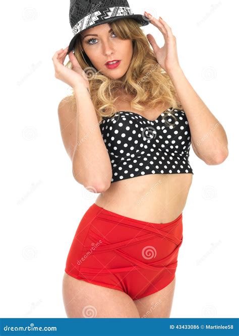 Woman Modeling Vintage Pin Up Bikini Royalty Free Stock Image Cartoondealer
