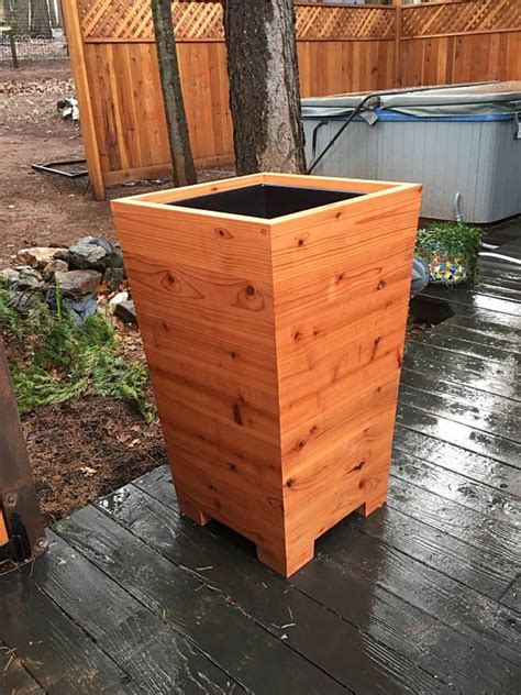 Extra Tall Tapered Redwood Planter Boxes Only Free Shipping Etsy