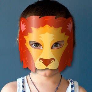 Lion Mask Printable, Paper DIY for Kids and Adults. PDF Template ...