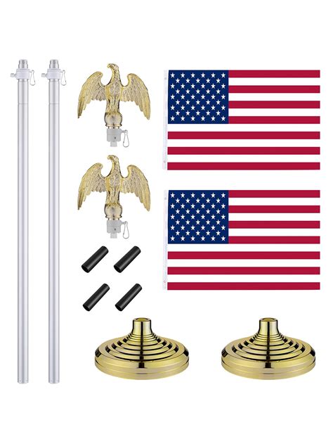 Yescom 2 Pack 8FT Telescoping Indoor Flag Pole Kit Eagle Topper