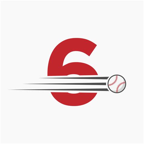 Initial Letter 6 Baseball Logo With Moving Baseball Icon 22947704