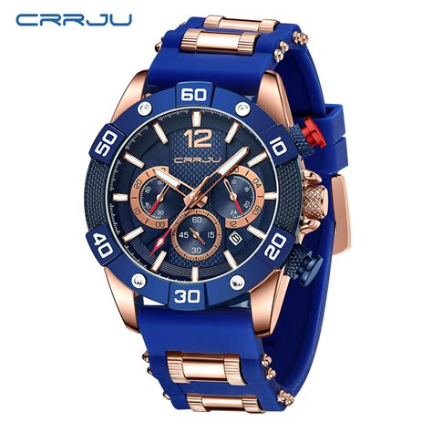 Crrju 2292l Luxury Sport Watch Top Brand Creative Chronograph Silicone Strap Date Luminous