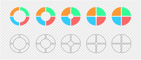 Donut Charts Set Of Infographic Wheels Divided In 4 Multicolored And