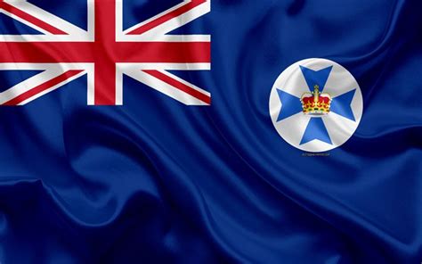 Download wallpapers Flag of Queensland, silk texture, national flag ...