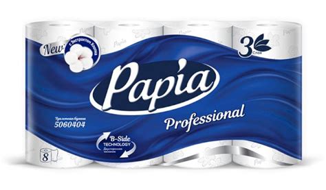 Туалетная бумага Papia Professional 3-слойная, белая, 8 рулонов в ...