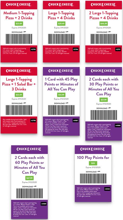 Chuck E Cheese Coupons August Printable