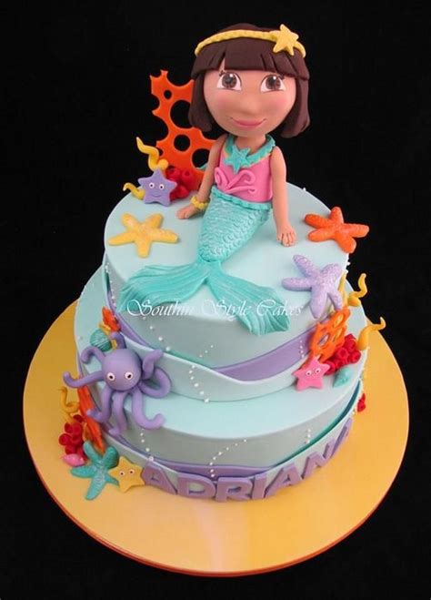 Mermaid Dora | Girl cakes, Cake designs birthday, Dora