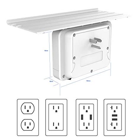 Socket Shelf Vintar 6 Port Surge Protector Wall Outlet 3 Electrical Outlet Extenders 3 Usb