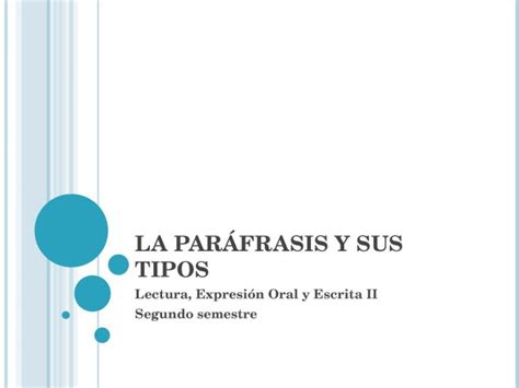 Ppt La Par Frasis Y Sus Tipos Lectura Expresi N Oral Y Escrita Ii